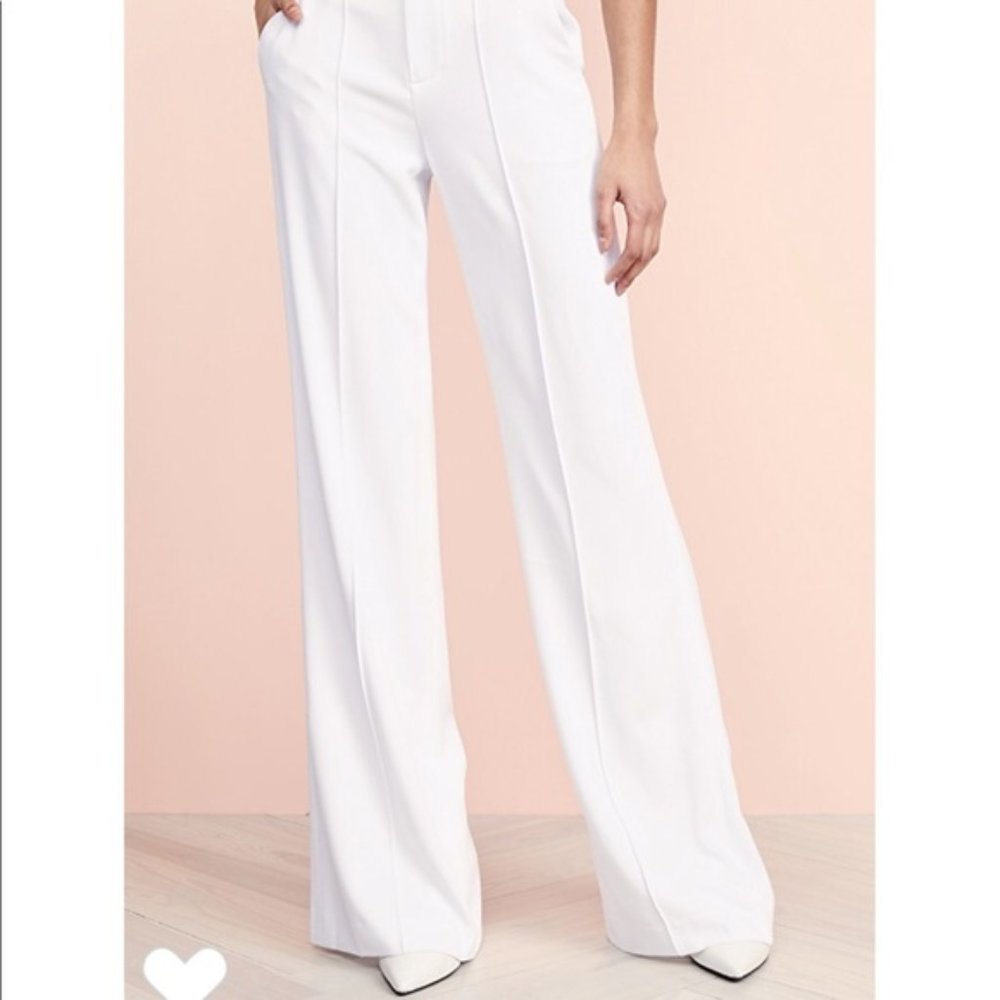 Alice + Olivia wide leg white linen pants EUC 8